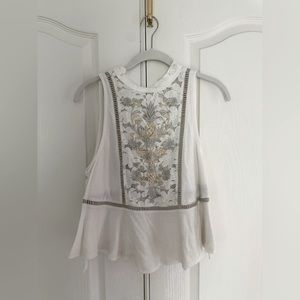 Free People Pineapple Sheer Mock Neck Top XS